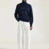 Sweter z golfem z bawełny z haftem Givenchy Paris Sweter z golfem z bawełny z haftem Givenchy Paris