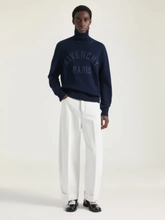 Sweter z golfem z bawełny z haftem Givenchy Paris
