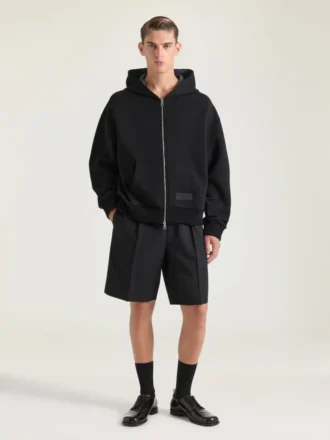 Bluza z kapturem i zamkiem błyskawicznym z szwem couture, wykonana z materiału scuba
