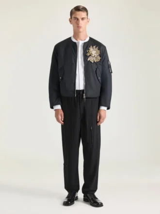 Bomber z ozdobnymi szwami couture z nylonu Bomber z ozdobnymi szwami couture z nylonu