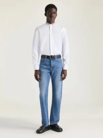 Slim Fit koszula z popeliny z haftowanymi perłami Slim Fit koszula z popeliny z haftowanymi perłami