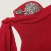 Długa wieczorowa sukienka typu bustier z krepy z kokardą i cekinami Długa wieczorowa sukienka typu bustier z krepy z kokardą i cekinami