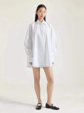 Koszula typu kokon z popeliny z haftem Givenchy