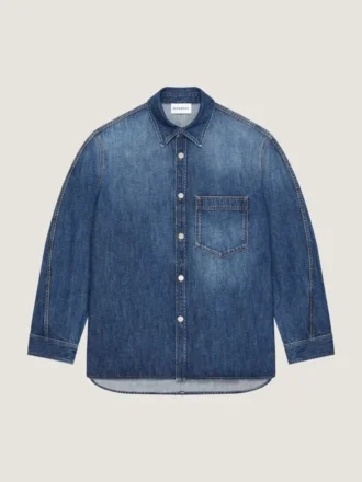 Koszula z szwami couture z ciemnoniebieskiego denimu