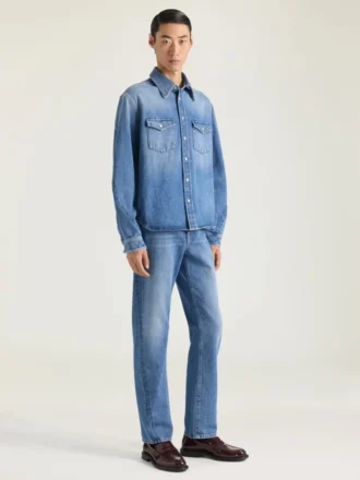 Koszula z szwami couture z dżinsu w kolorze shadow washed