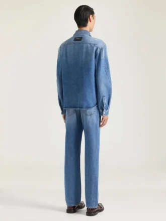 Koszula z szwami couture z dżinsu w kolorze shadow washed