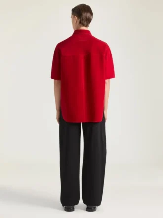 Koszula z zamszu z szwami w stylu haute couture