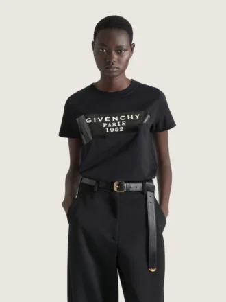 Koszulka bawełniana z nadrukiem taśmy Givenchy