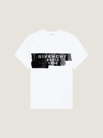 Koszulka bawełniana z nadrukiem taśmy Givenchy
