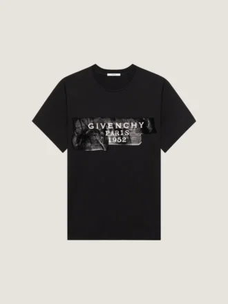 Koszulka bawełniana z nadrukiem taśmy Givenchy