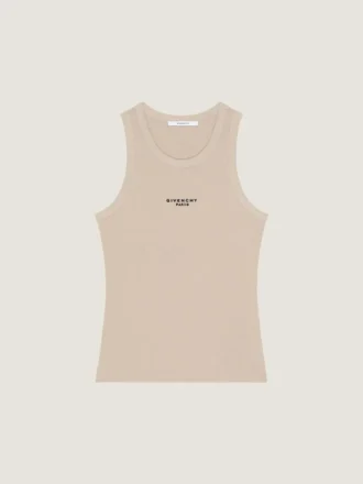 Koszulka bez rękawów Slim Fit z bawełny z nadrukiem Givenchy Paris
