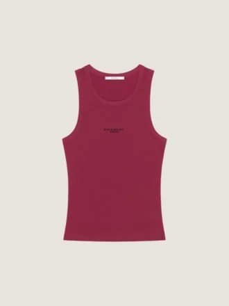 Koszulka bez rękawów Slim Fit z bawełny z nadrukiem Givenchy Paris