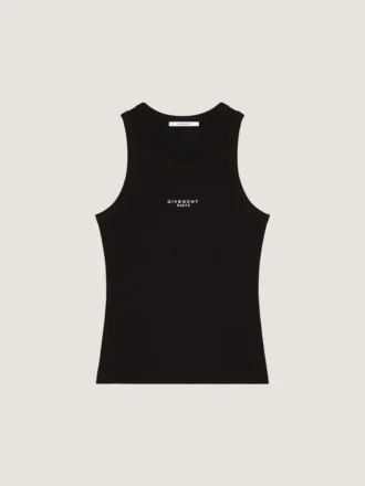 Koszulka bez rękawów Slim Fit z bawełny z nadrukiem Givenchy Paris