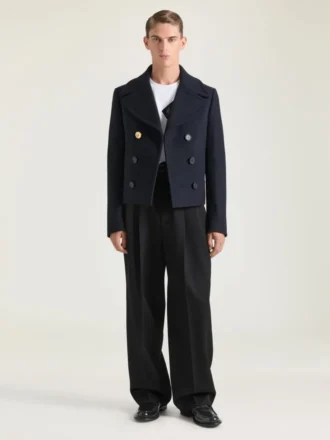 Krótki płaszcz typu pea coat z wełny