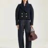 Krótki płaszcz typu pea coat z wełny Krótki płaszcz typu pea coat z wełny