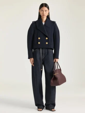 Krótki płaszcz typu pea coat z wełny