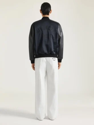 Kurtka bomberka ze skóry i satyny z haftem Givenchy Paris Kurtka bomberka ze skóry i satyny z haftem Givenchy Paris
