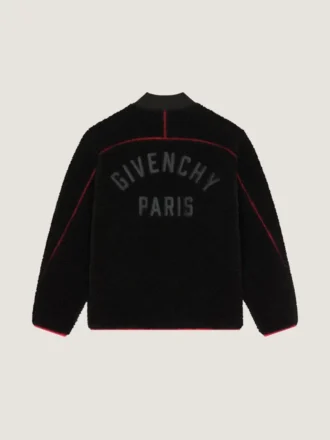 Kurtka polarowa z haftem „Givenchy Paris” i szwami w stylu haute couture Kurtka polarowa z haftem „Givenchy Paris” i szwami w stylu haute couture