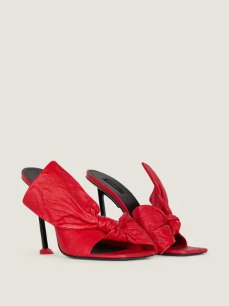 Mules na obcasie z linii Boudoir, wykonane ze skóry nappa, z kokardką Mules na obcasie z linii Boudoir, wykonane ze skóry nappa, z kokardką