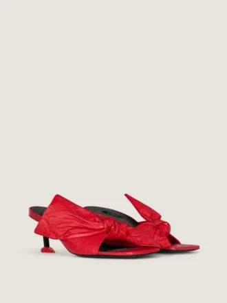 Mules na obcasie z linii Boudoir, wykonane ze skóry nappa, z kokardką Mules na obcasie z linii Boudoir, wykonane ze skóry nappa, z kokardką