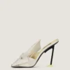 Mules na obcasie z linii Boudoir, wykonane ze skóry nappa, z kokardką Mules na obcasie z linii Boudoir, wykonane ze skóry nappa, z kokardką