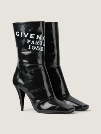 Skórzane botki Givenchy z kwadratową cholewką i taśmą