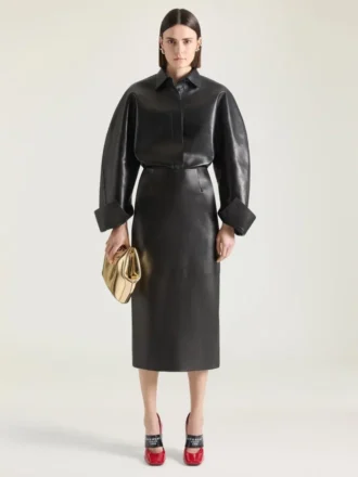 Czółenka z kwadratowym wycięciem i taśmą Givenchy z lakierowanej skóry