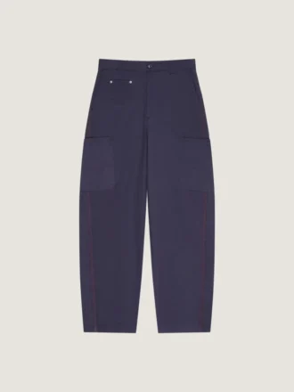 Spodnie cargo z szwami couture z dżinsu w jodełkę