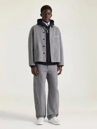 Kurtka z dżinsu w jodełkę z haftowanym napisem Givenchy Paris