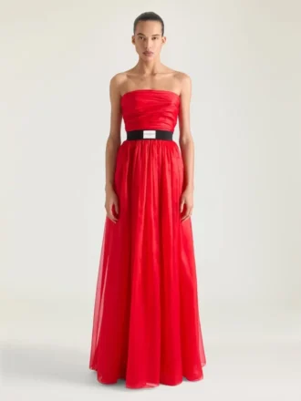 Suknia wieczorowa typu bustier z organzy