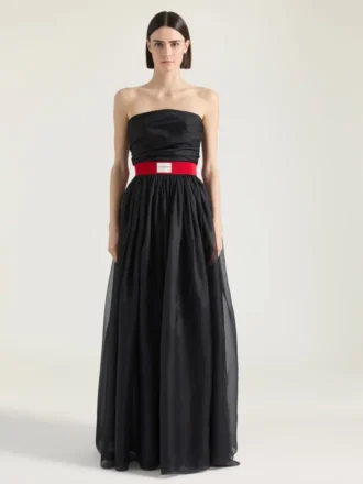 Suknia wieczorowa typu bustier z organzy