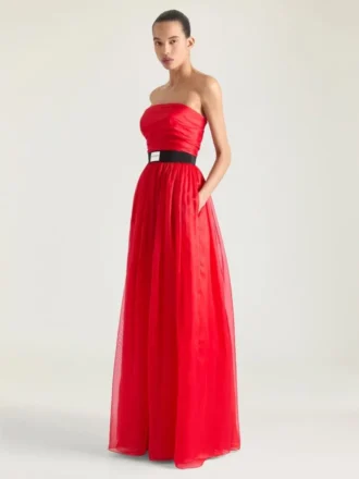 Suknia wieczorowa typu bustier z organzy