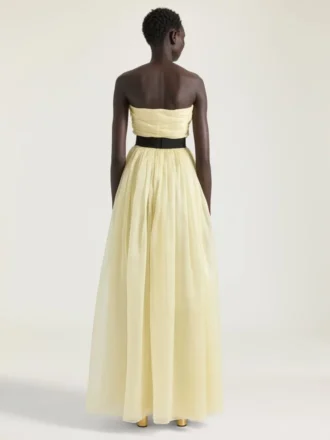 Suknia wieczorowa typu bustier z organzy