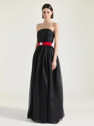 Suknia wieczorowa typu bustier z organzy