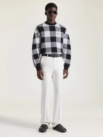 Sweter w kratę z wełny z haftowanym napisem „Givenchy Paris” Sweter w kratę z wełny z haftowanym napisem „Givenchy Paris”