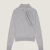Sweter z drapowanym dekoltem z wełny Sweter z drapowanym dekoltem z wełny