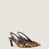 Szpilki typu slingback z imitacji skóry kucyka w panterkę Szpilki typu slingback z imitacji skóry kucyka w panterkę