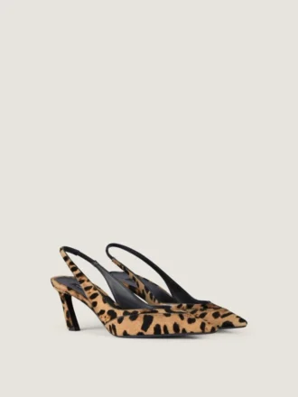 Szpilki typu slingback z imitacji skóry kucyka w panterkę