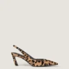 Szpilki typu slingback z imitacji skóry kucyka w panterkę Szpilki typu slingback z imitacji skóry kucyka w panterkę