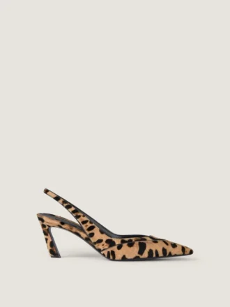 Szpilki typu slingback z imitacji skóry kucyka w panterkę