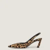 Szpilki typu slingback z imitacji skóry kucyka w panterkę Szpilki typu slingback z imitacji skóry kucyka w panterkę