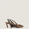 Szpilki typu slingback z imitacji skóry kucyka w panterkę Szpilki typu slingback z imitacji skóry kucyka w panterkę