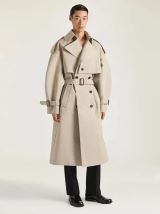 Trenchcoat z bawełny z szwami w stylu haute couture